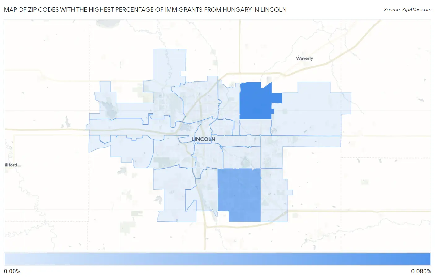 Zip Codes with the Highest Percentage of Immigrants from Hungary in Lincoln Map