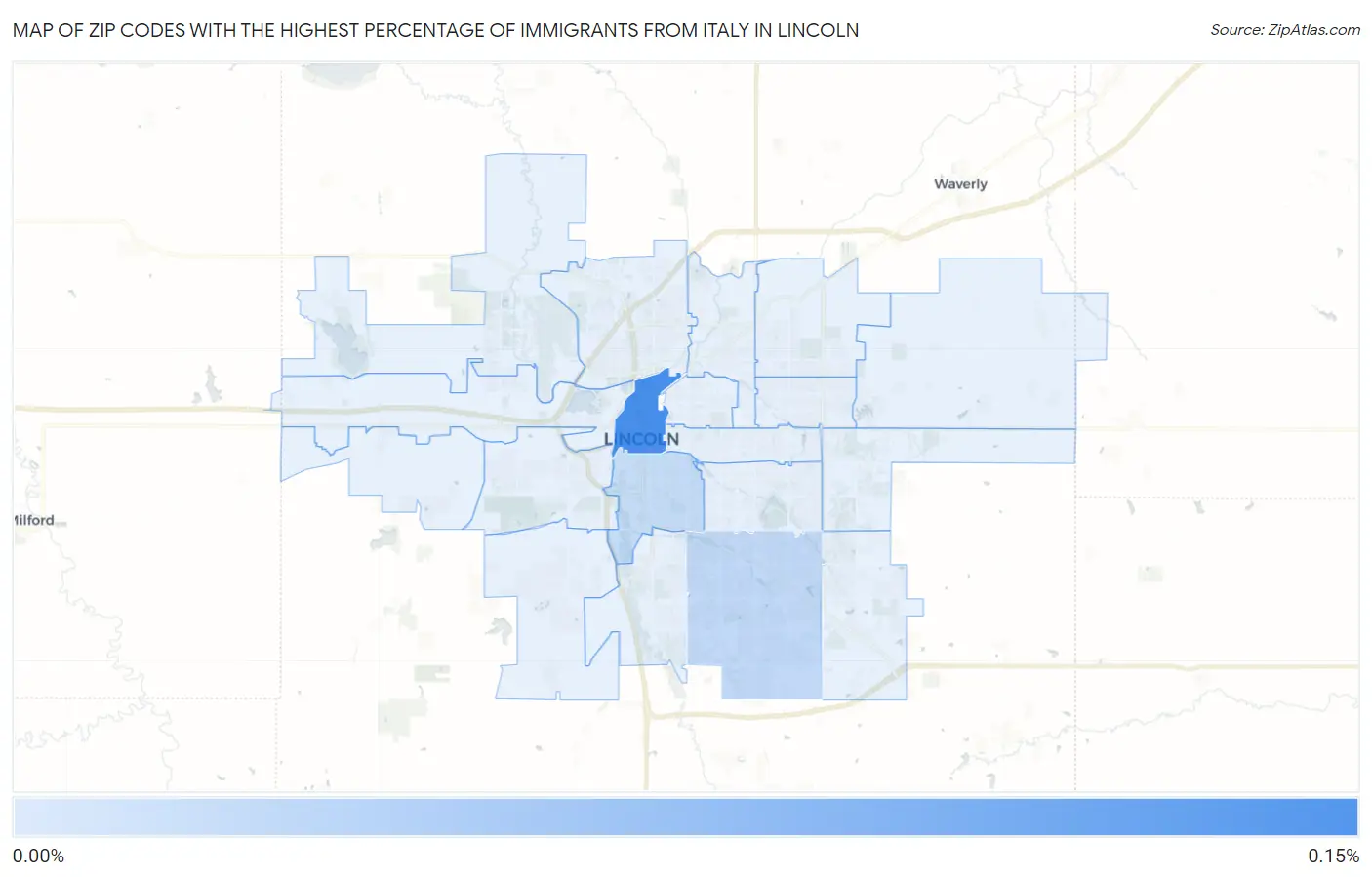 Zip Codes with the Highest Percentage of Immigrants from Italy in Lincoln Map