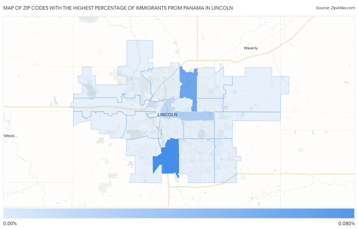 Zip Codes with the Highest Percentage of Immigrants from Panama in Lincoln Map