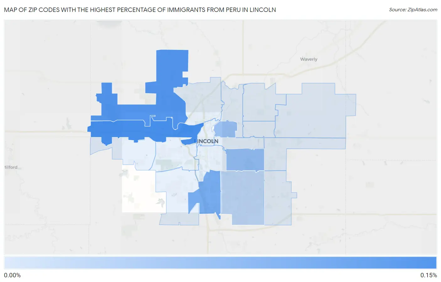 Zip Codes with the Highest Percentage of Immigrants from Peru in Lincoln Map