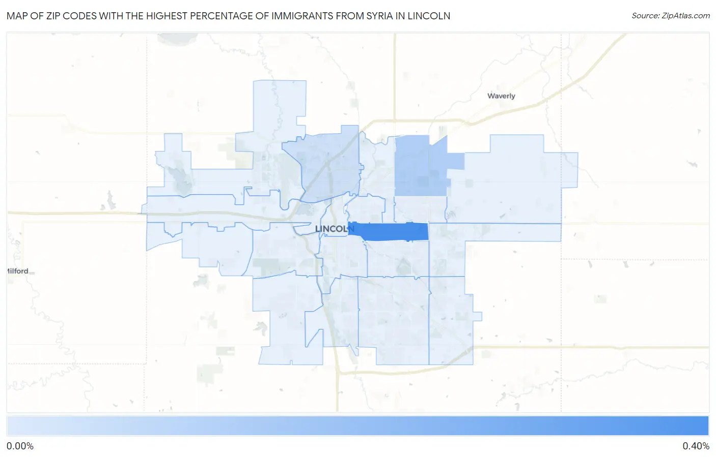 Zip Codes with the Highest Percentage of Immigrants from Syria in Lincoln Map