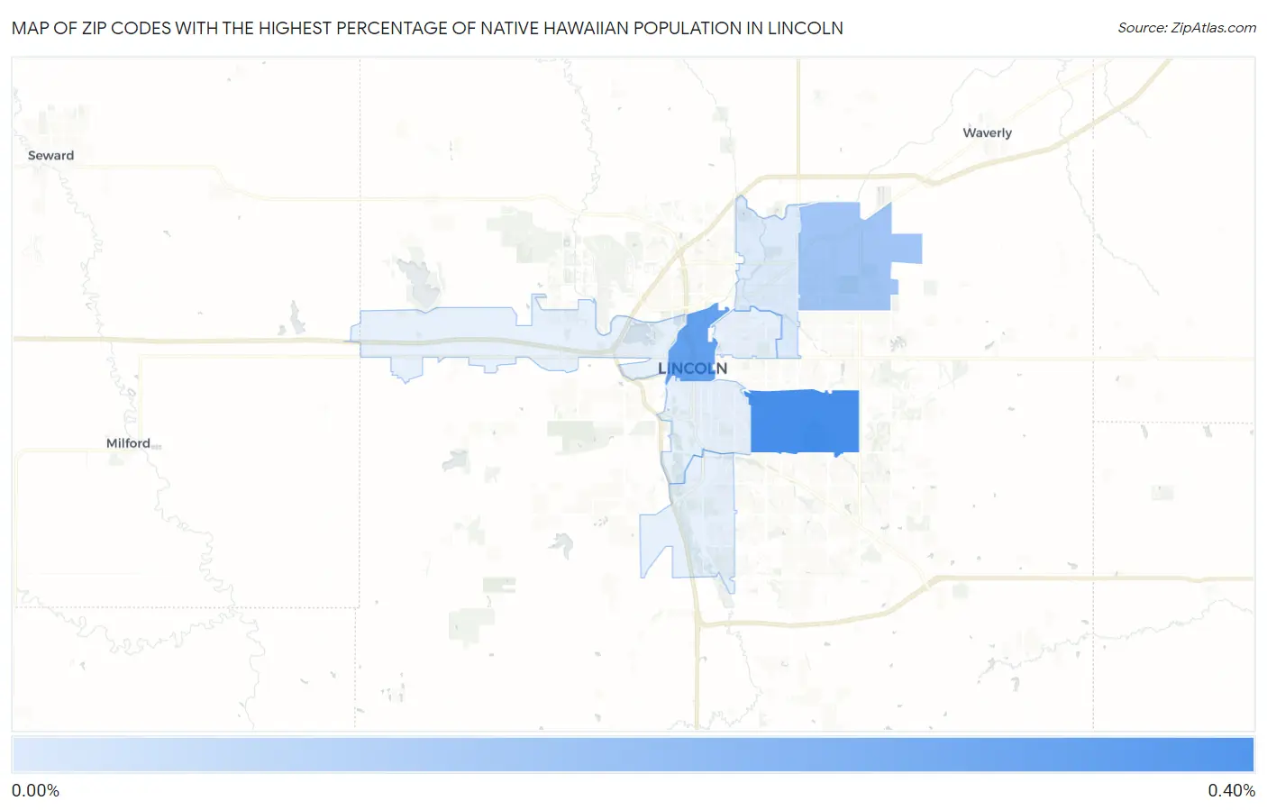 Zip Codes with the Highest Percentage of Native Hawaiian Population in Lincoln Map