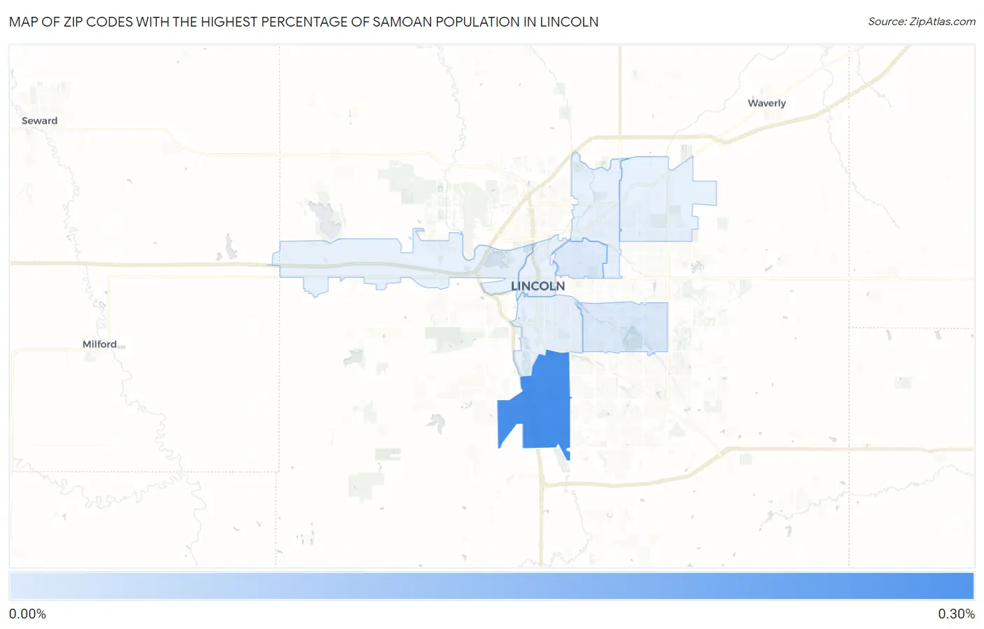 Zip Codes with the Highest Percentage of Samoan Population in Lincoln Map