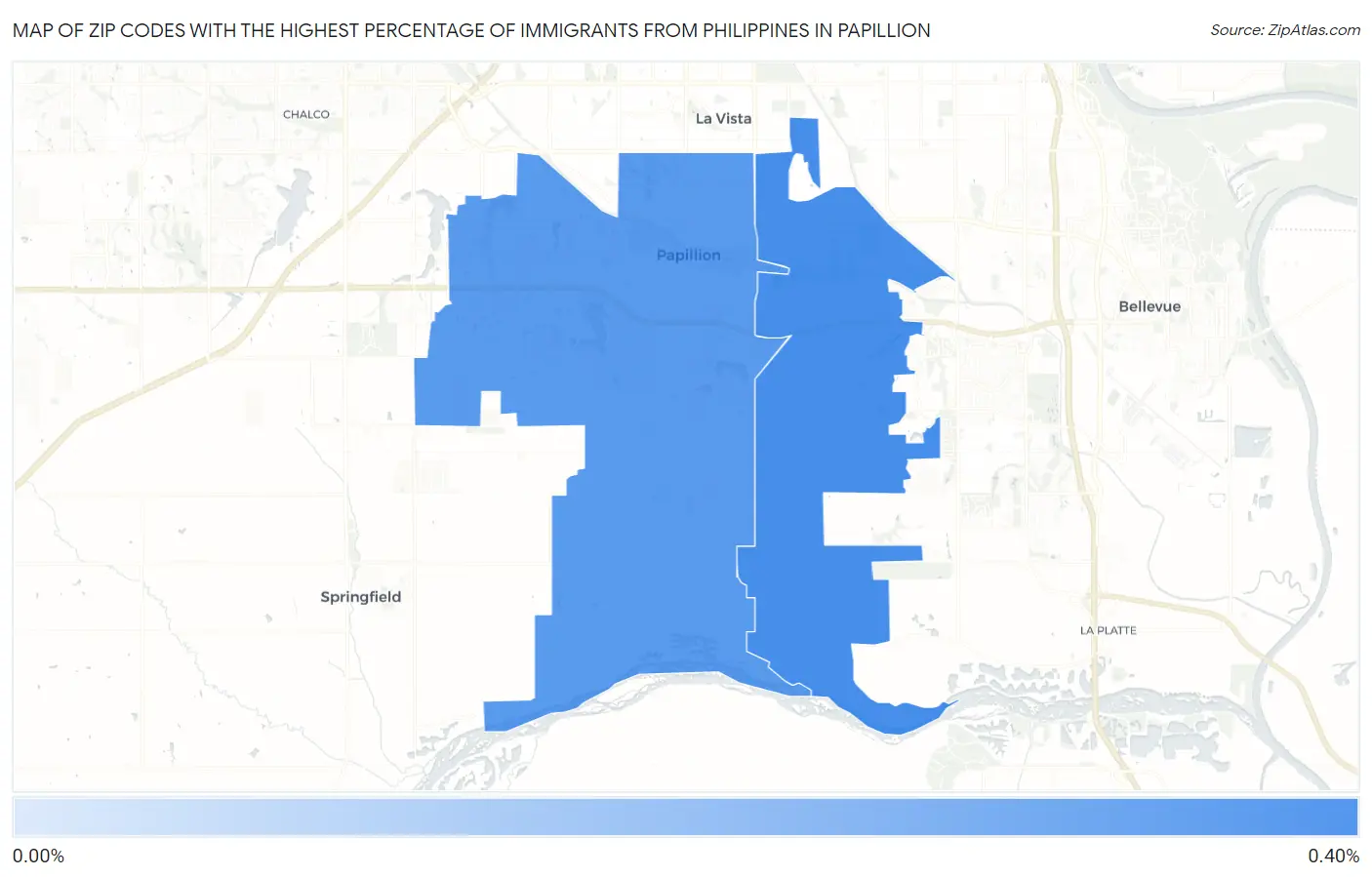 Zip Codes with the Highest Percentage of Immigrants from Philippines in Papillion Map