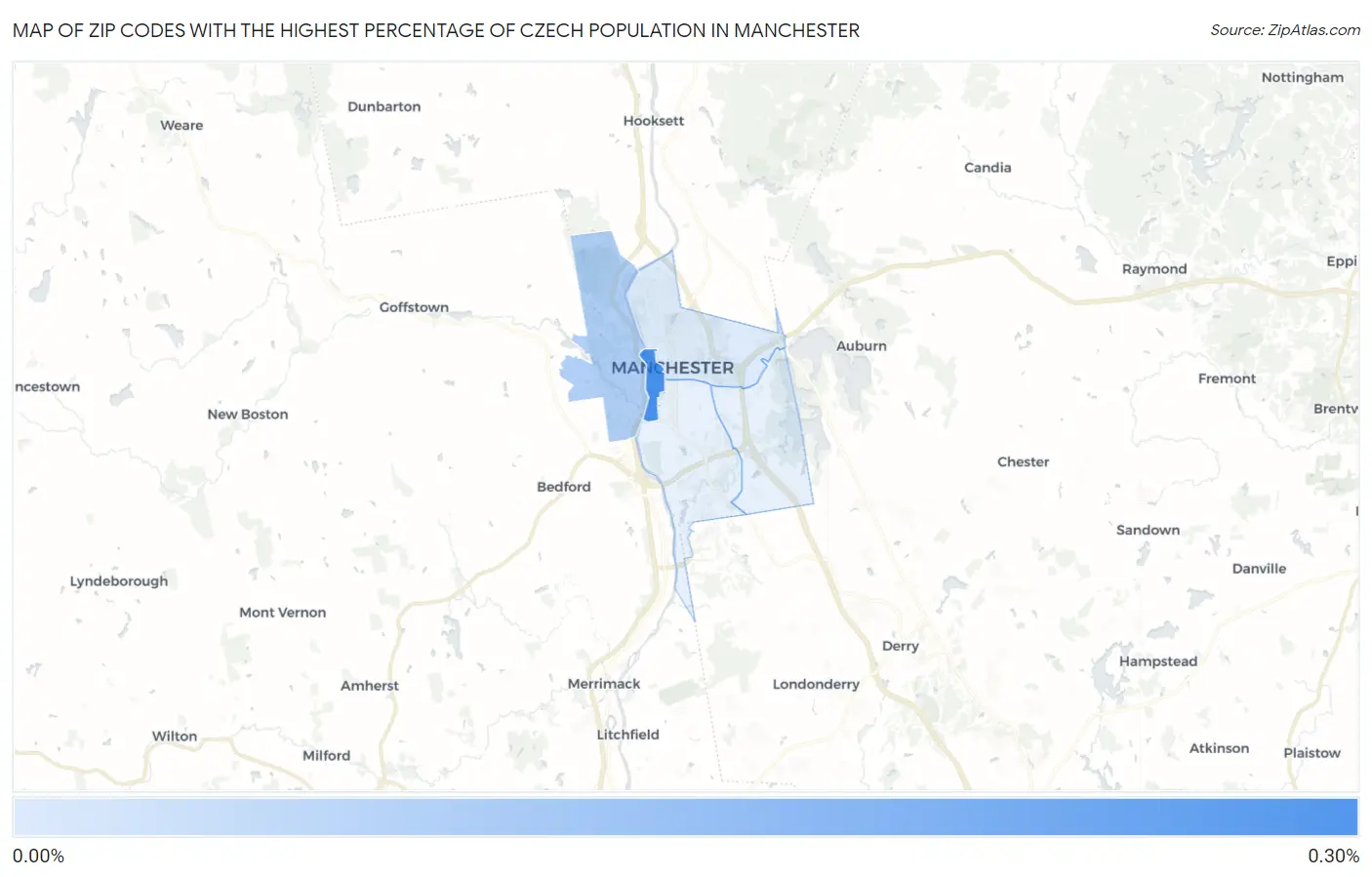 Zip Codes with the Highest Percentage of Czech Population in Manchester Map