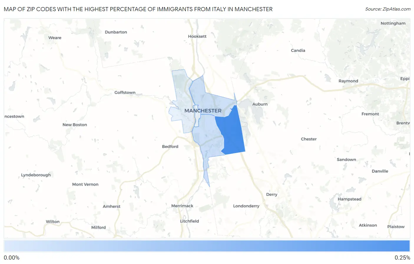 Zip Codes with the Highest Percentage of Immigrants from Italy in Manchester Map
