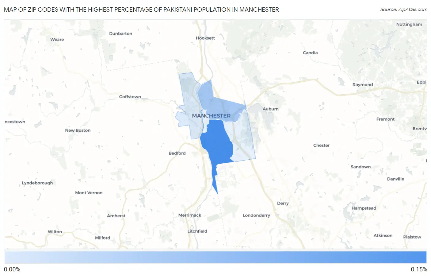 Zip Codes with the Highest Percentage of Pakistani Population in Manchester Map