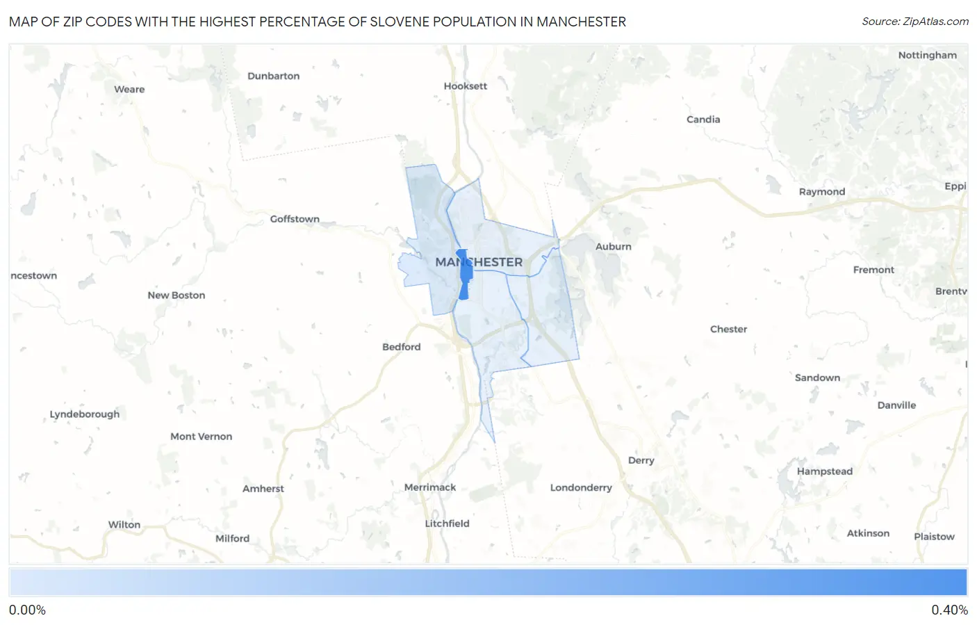 Zip Codes with the Highest Percentage of Slovene Population in Manchester Map