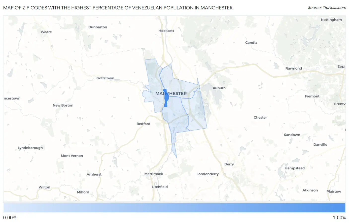 Zip Codes with the Highest Percentage of Venezuelan Population in Manchester Map