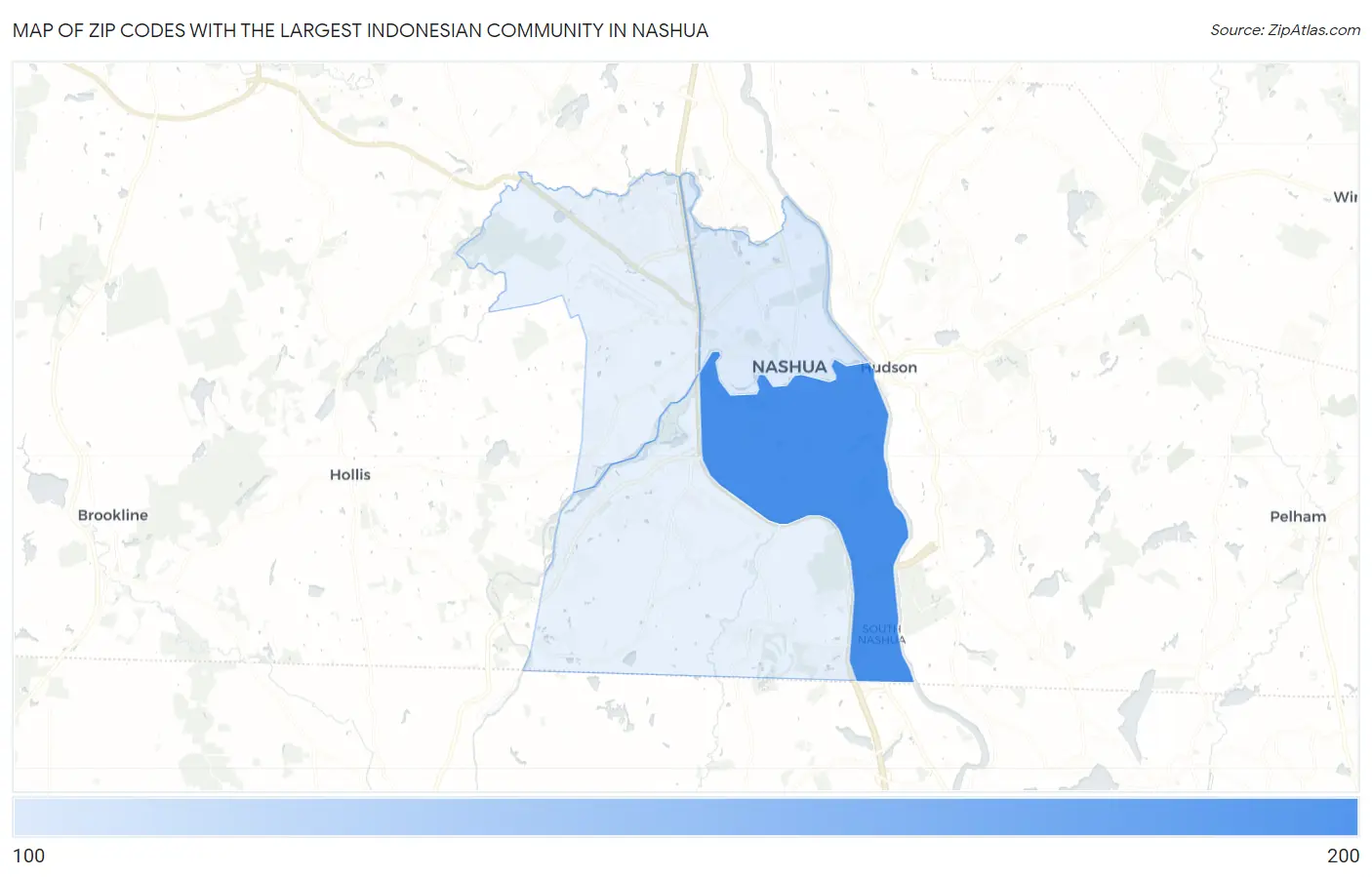 Zip Codes with the Largest Indonesian Community in Nashua Map