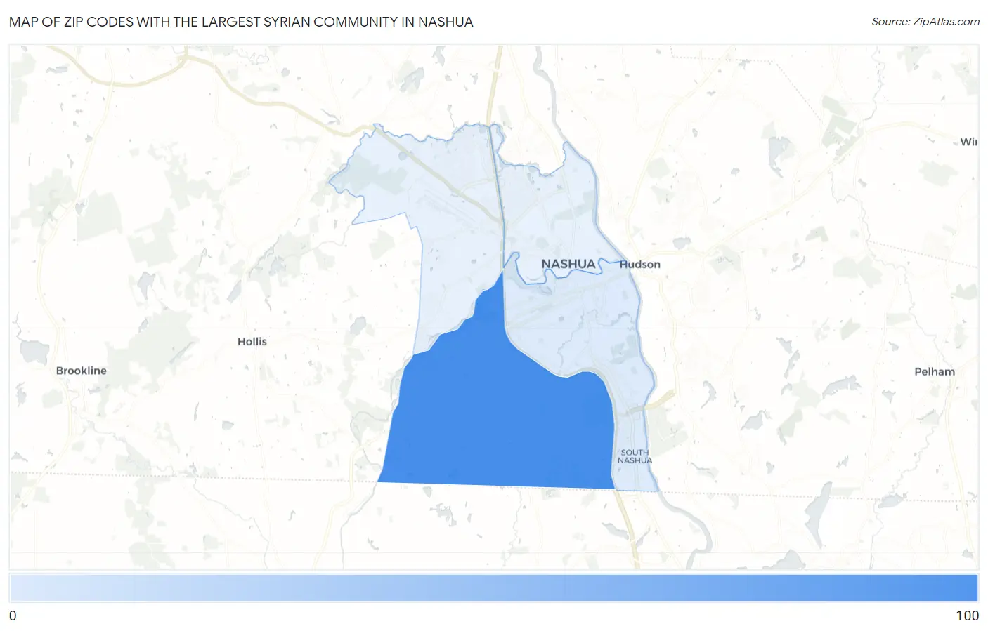 Zip Codes with the Largest Syrian Community in Nashua Map