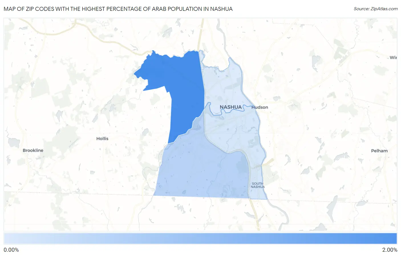 Zip Codes with the Highest Percentage of Arab Population in Nashua Map