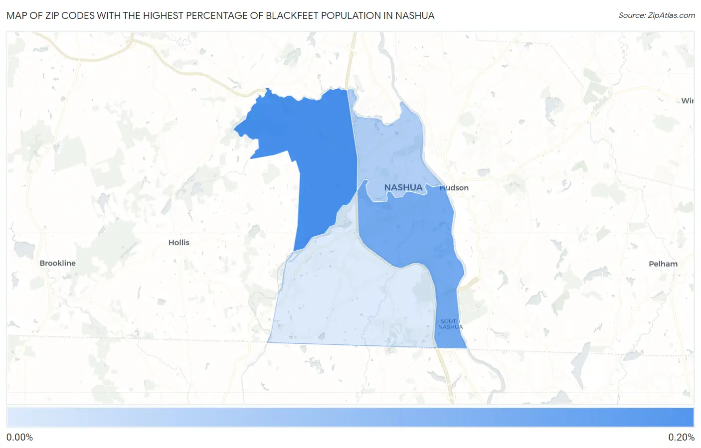 Zip Codes with the Highest Percentage of Blackfeet Population in Nashua Map