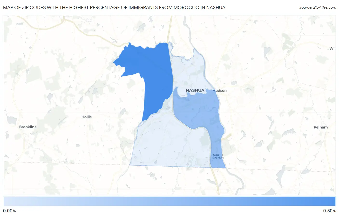 Zip Codes with the Highest Percentage of Immigrants from Morocco in Nashua Map