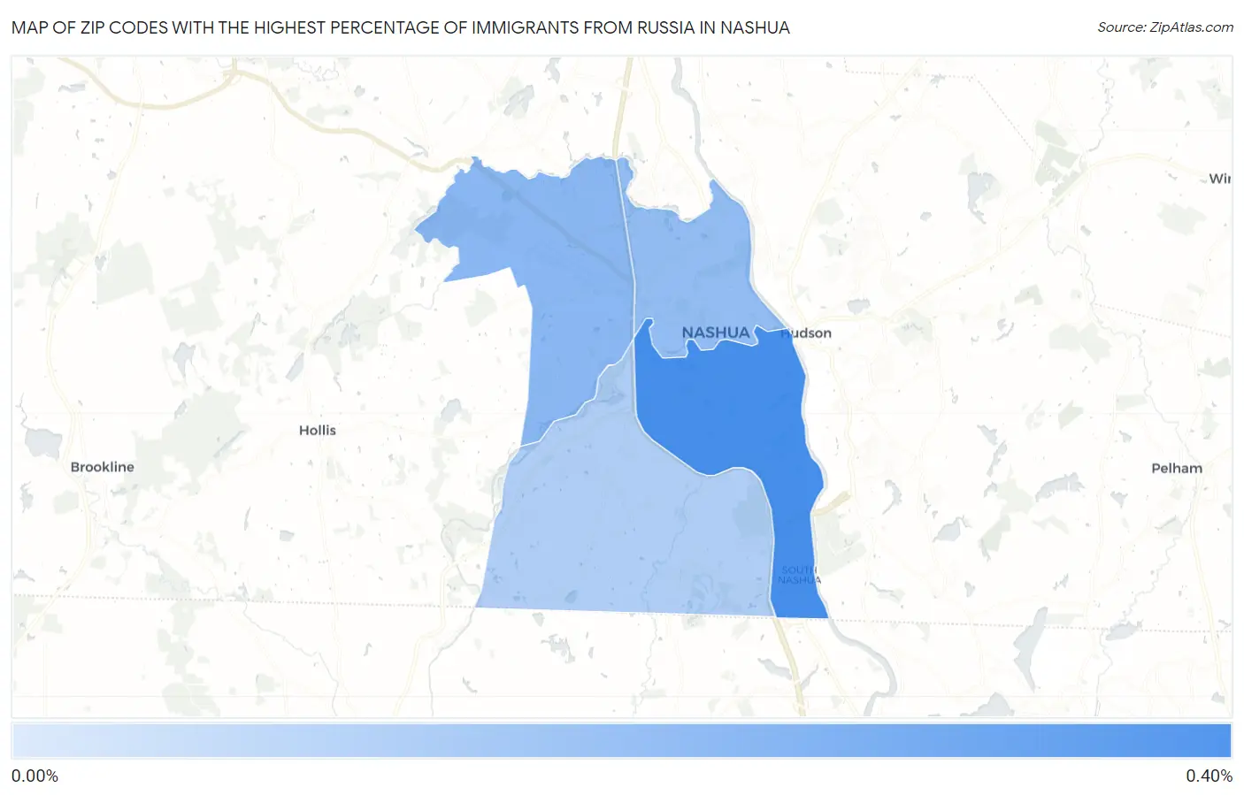 Zip Codes with the Highest Percentage of Immigrants from Russia in Nashua Map
