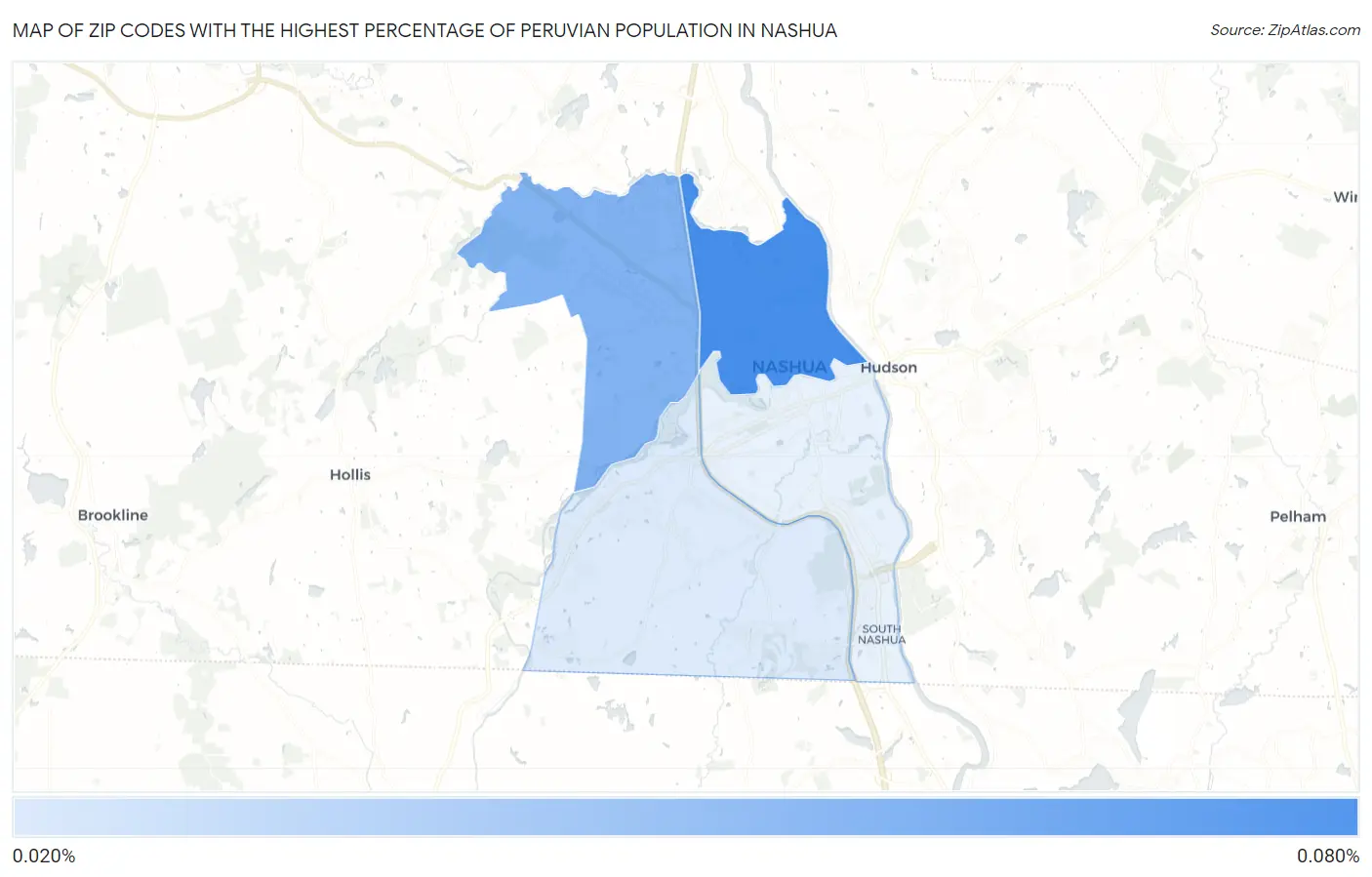 Zip Codes with the Highest Percentage of Peruvian Population in Nashua Map