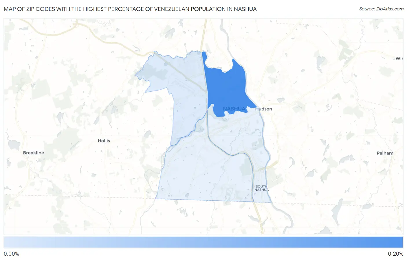 Zip Codes with the Highest Percentage of Venezuelan Population in Nashua Map