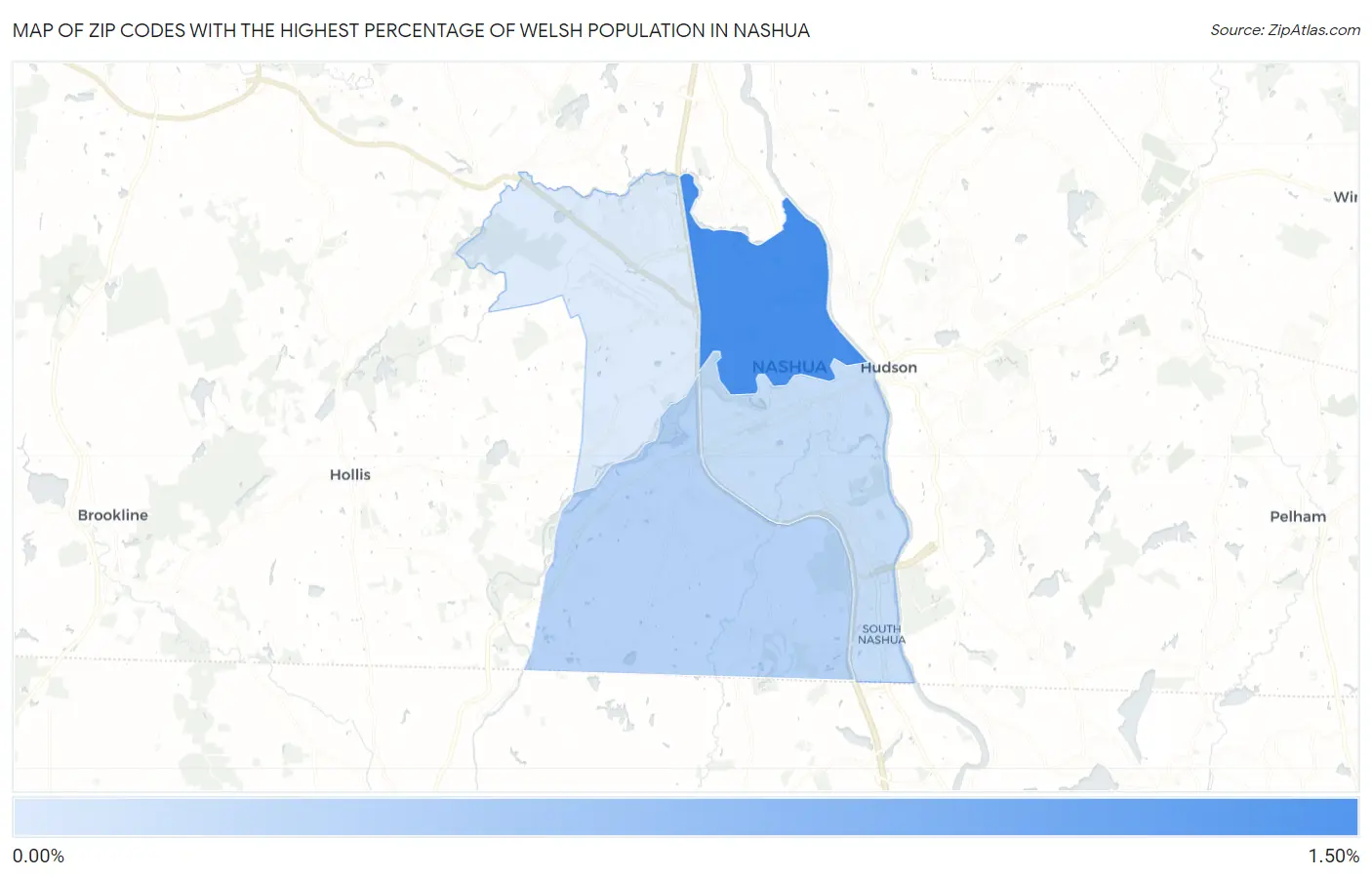 Zip Codes with the Highest Percentage of Welsh Population in Nashua Map