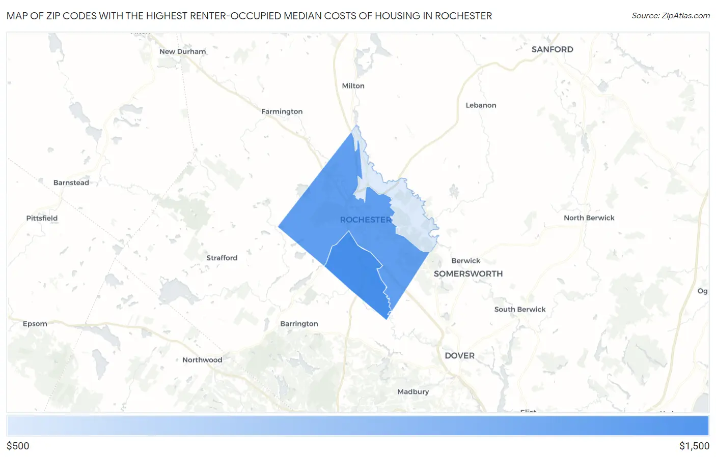 Zip Codes with the Highest Renter-Occupied Median Costs of Housing in Rochester Map