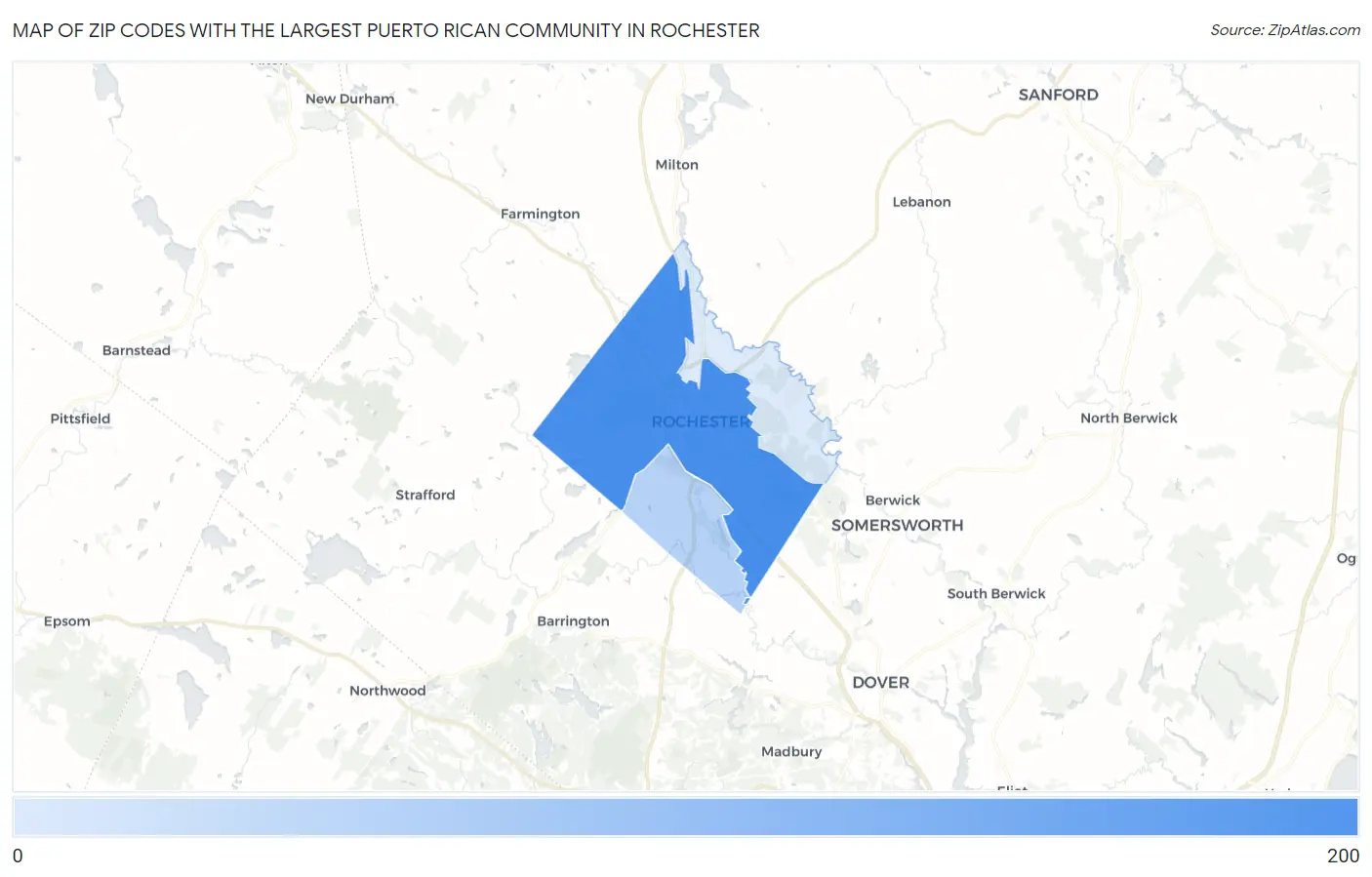 Zip Codes with the Largest Puerto Rican Community in Rochester Map
