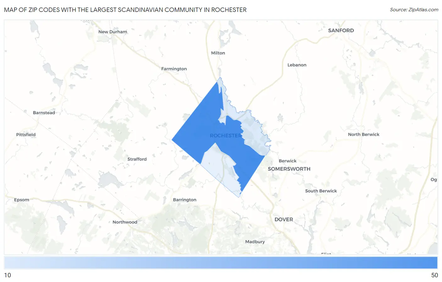 Zip Codes with the Largest Scandinavian Community in Rochester Map