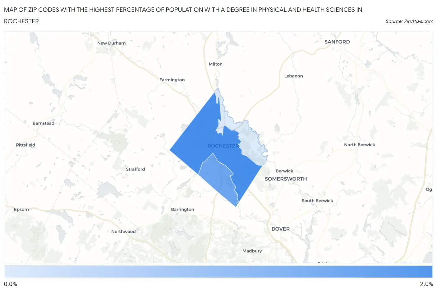 Zip Codes with the Highest Percentage of Population with a Degree in Physical and Health Sciences in Rochester Map