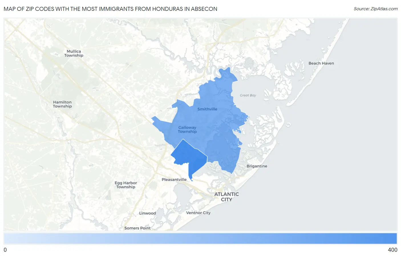 Zip Codes with the Most Immigrants from Honduras in Absecon Map