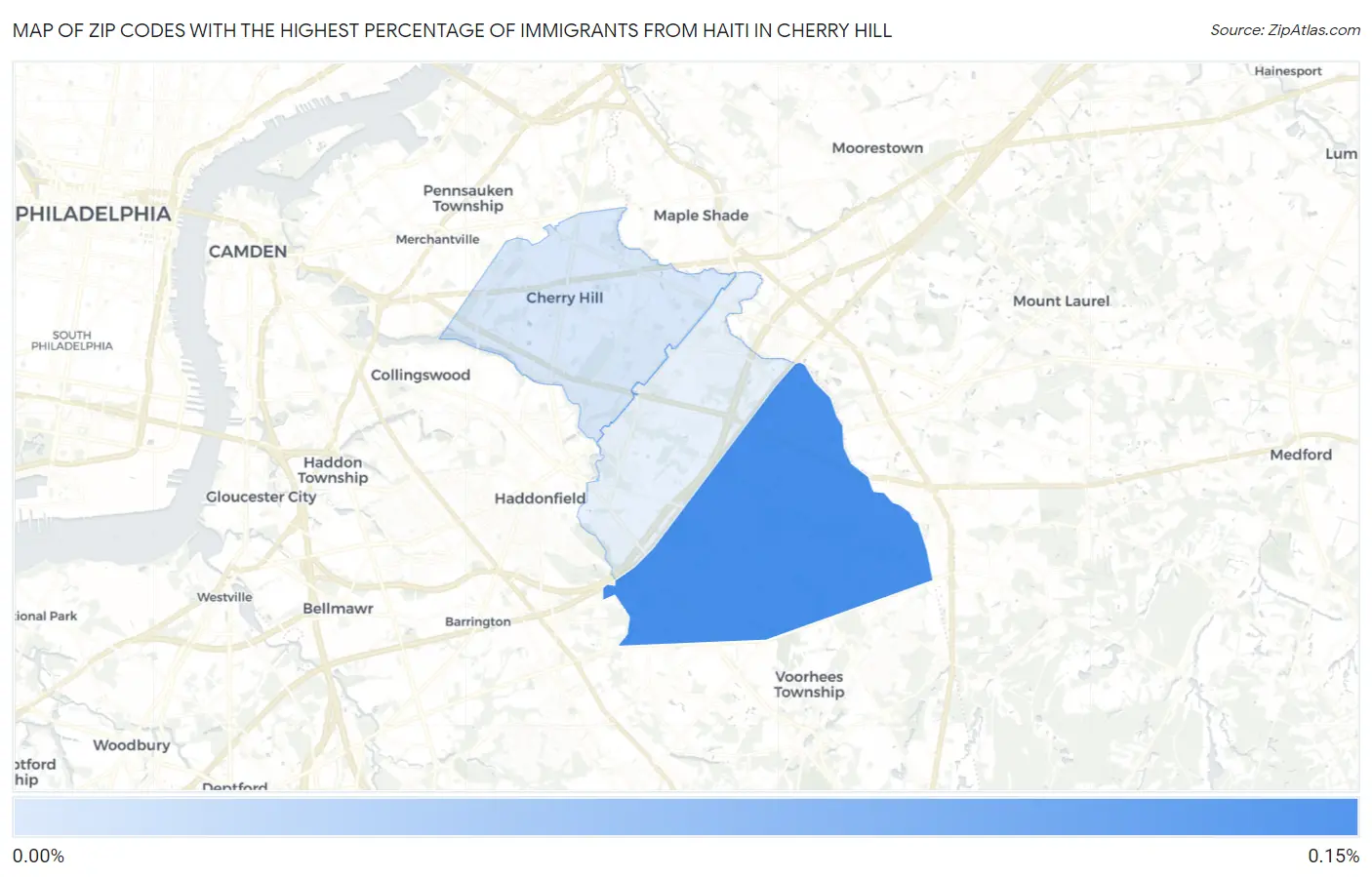 Zip Codes with the Highest Percentage of Immigrants from Haiti in Cherry Hill Map