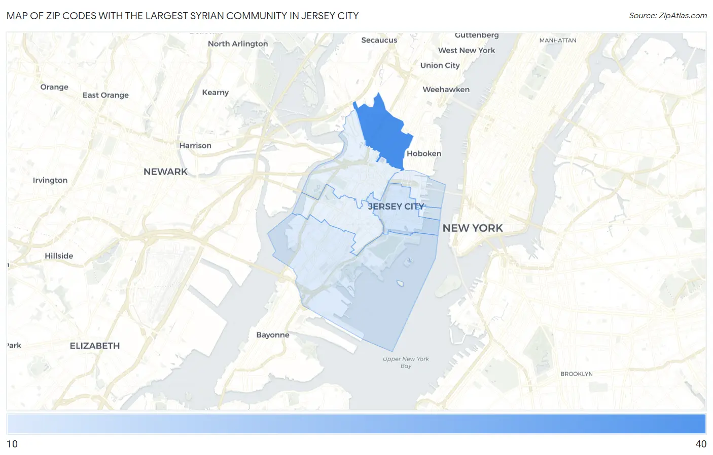 Zip Codes with the Largest Syrian Community in Jersey City Map
