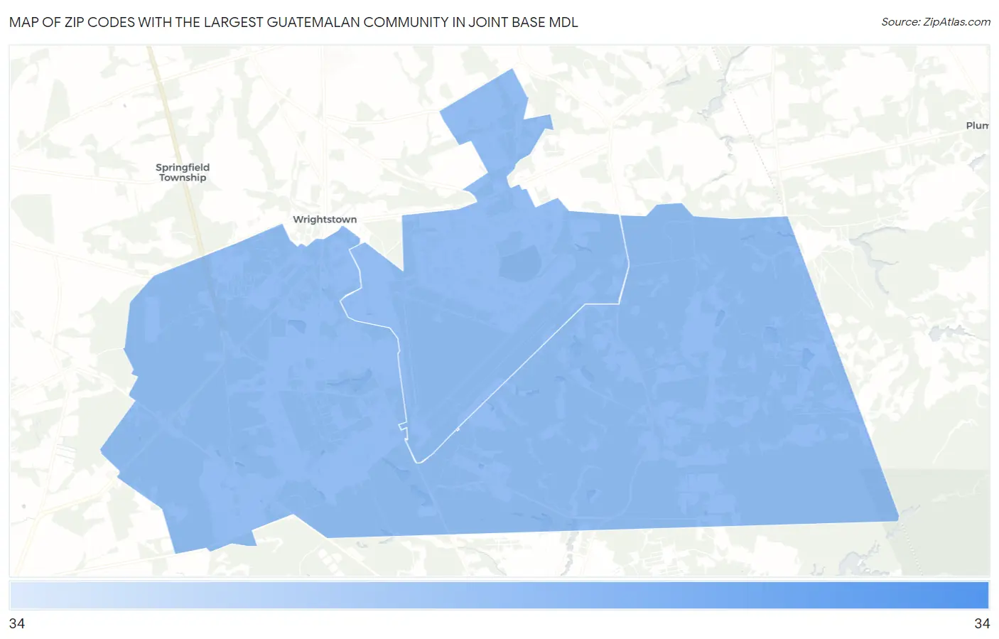 Zip Codes with the Largest Guatemalan Community in Joint Base Mdl Map