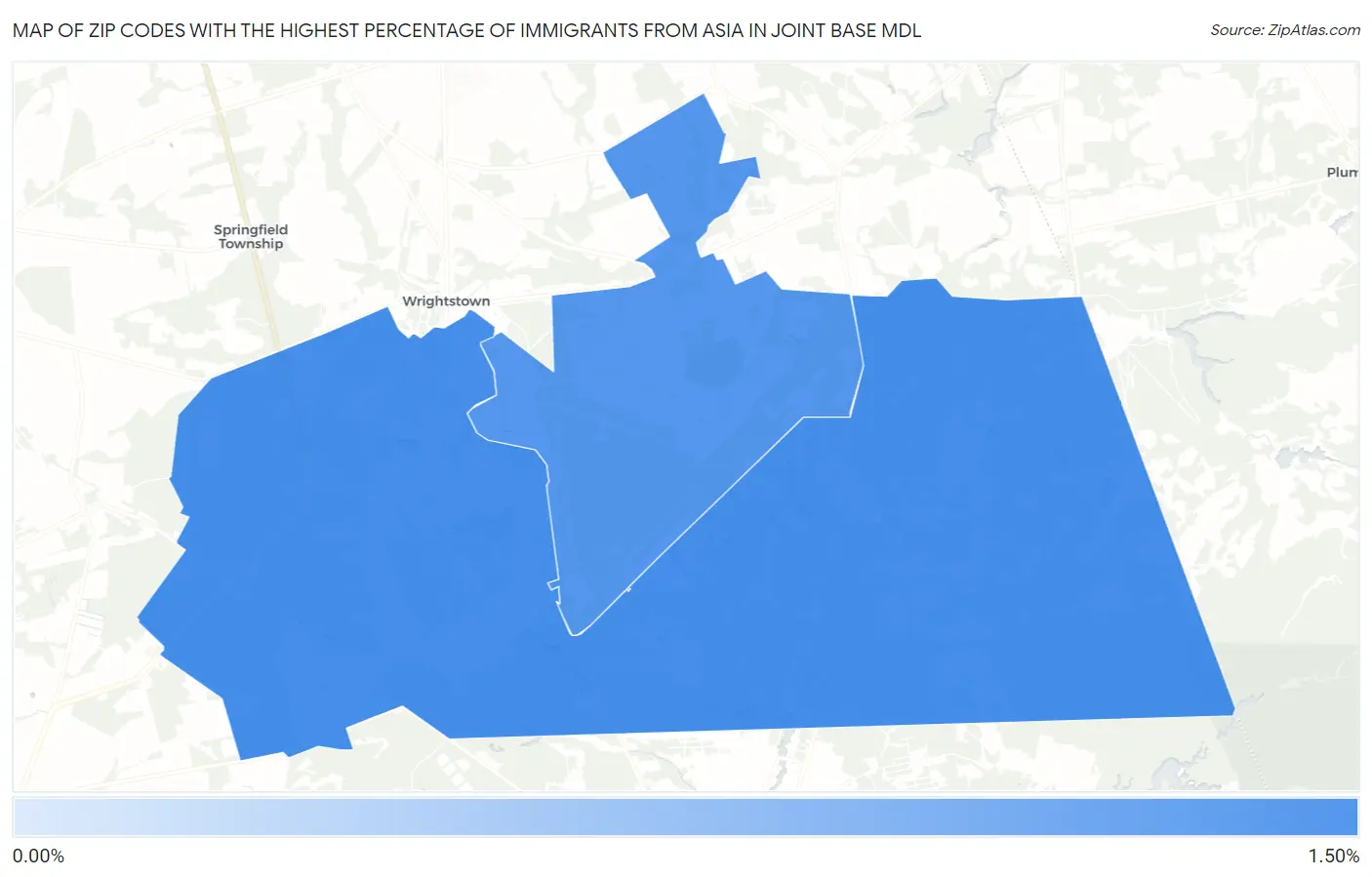 Zip Codes with the Highest Percentage of Immigrants from Asia in Joint Base Mdl Map