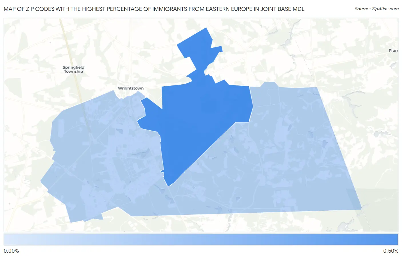 Zip Codes with the Highest Percentage of Immigrants from Eastern Europe in Joint Base Mdl Map