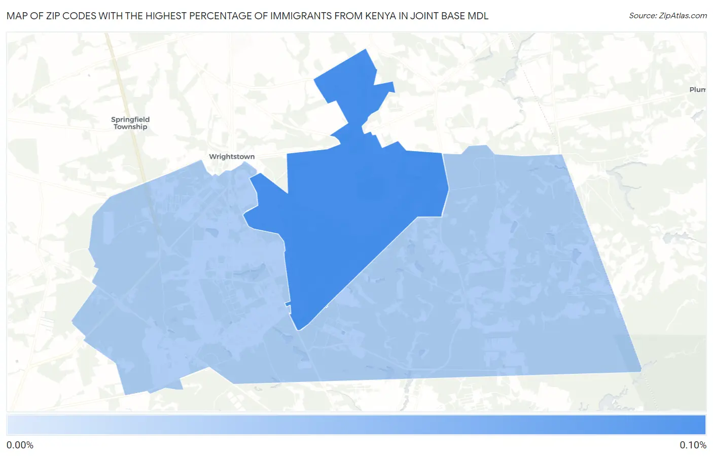 Zip Codes with the Highest Percentage of Immigrants from Kenya in Joint Base Mdl Map