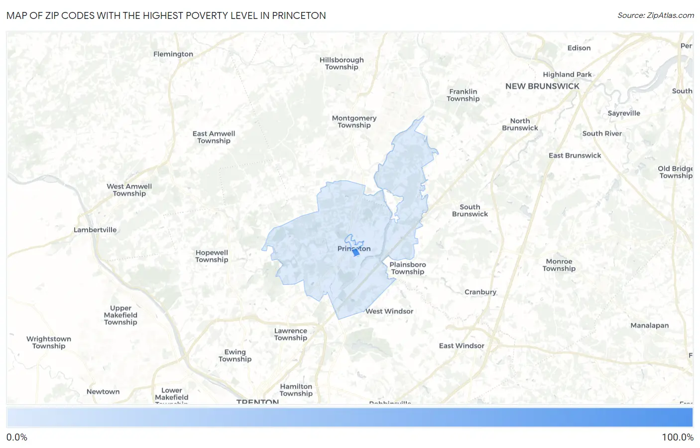 Zip Codes with the Highest Poverty Level in Princeton Map