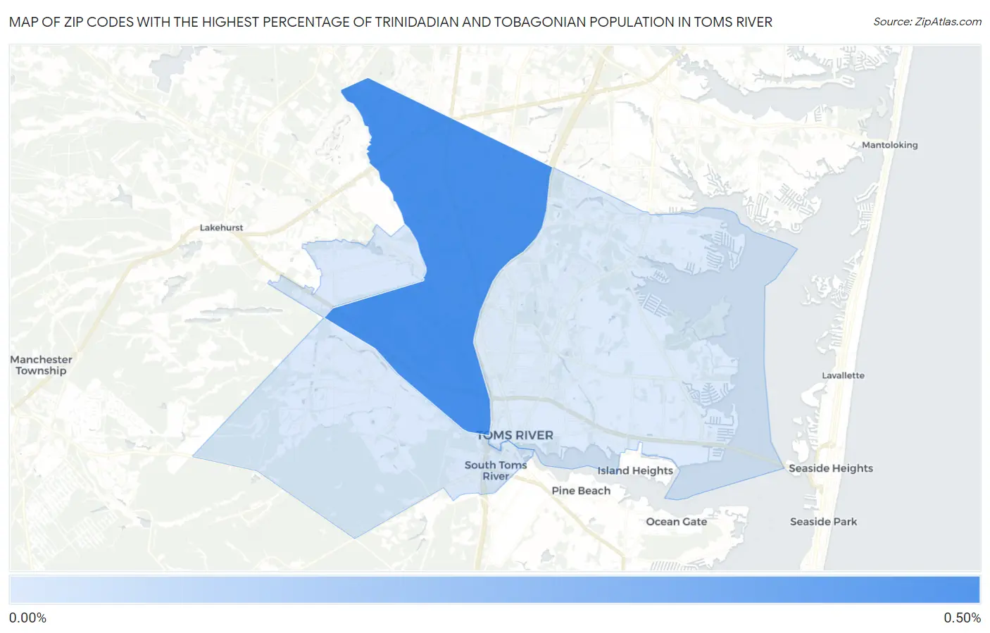 Zip Codes with the Highest Percentage of Trinidadian and Tobagonian Population in Toms River Map