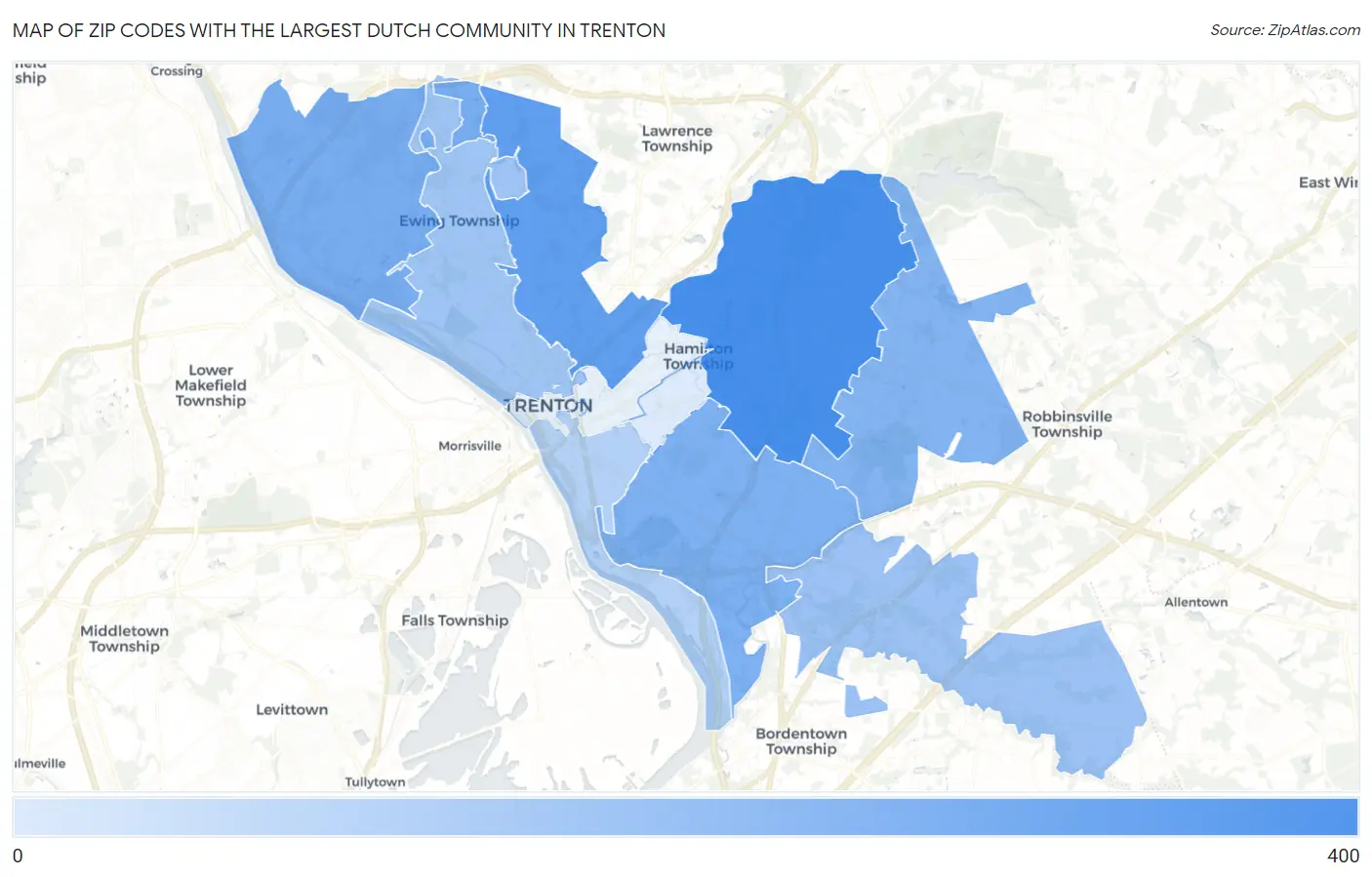 Zip Codes with the Largest Dutch Community in Trenton Map