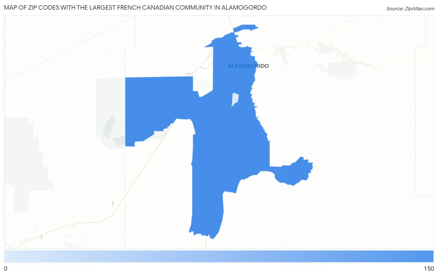 Zip Codes with the Largest French Canadian Community in Alamogordo Map