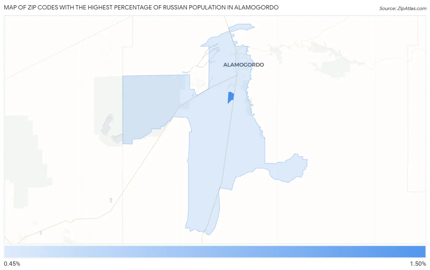 Zip Codes with the Highest Percentage of Russian Population in Alamogordo Map