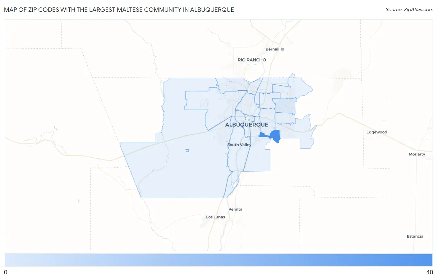 Zip Codes with the Largest Maltese Community in Albuquerque Map