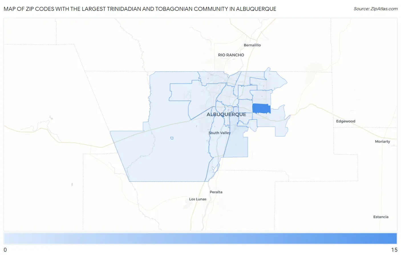 Zip Codes with the Largest Trinidadian and Tobagonian Community in Albuquerque Map