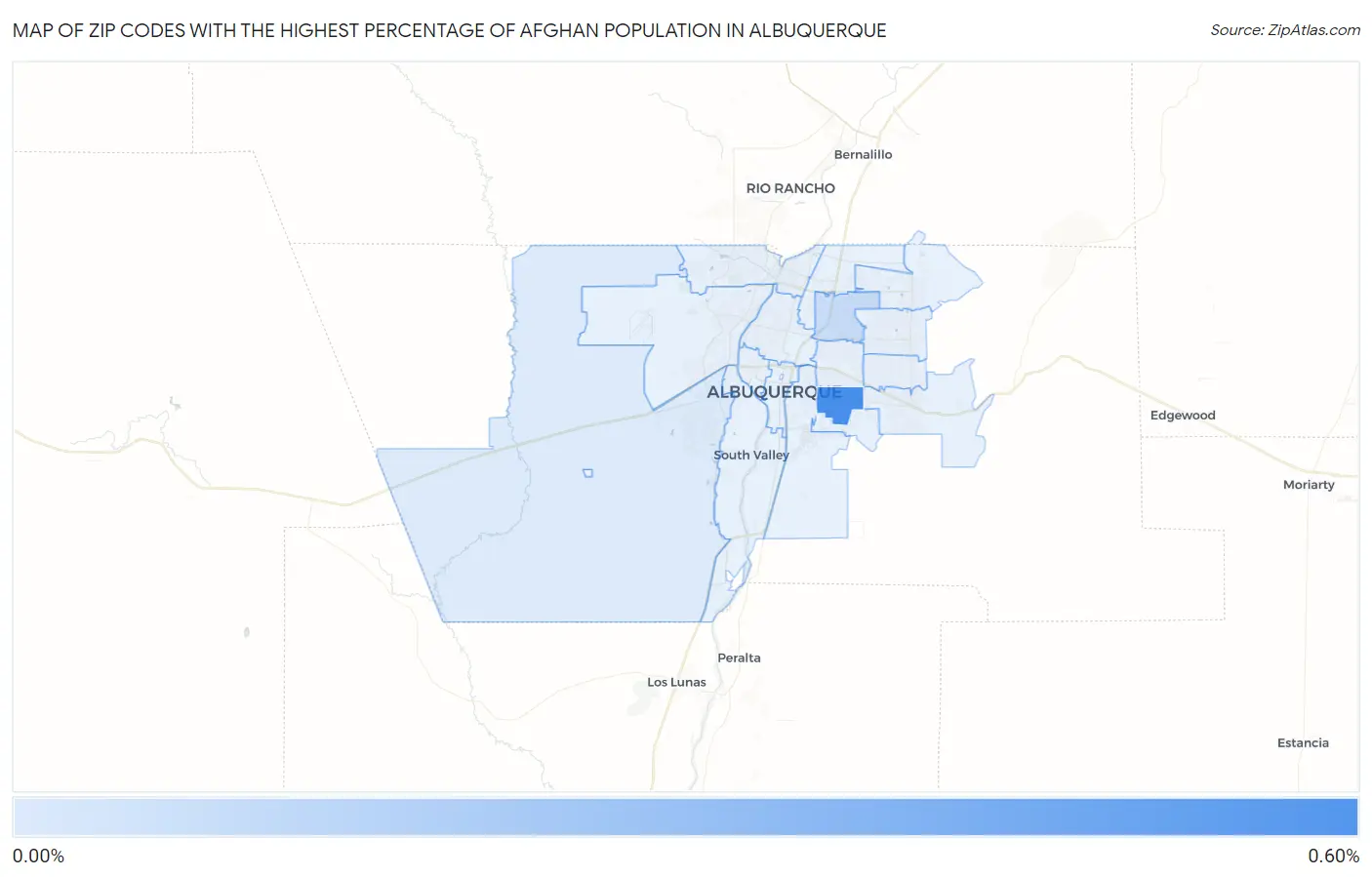 Zip Codes with the Highest Percentage of Afghan Population in Albuquerque Map
