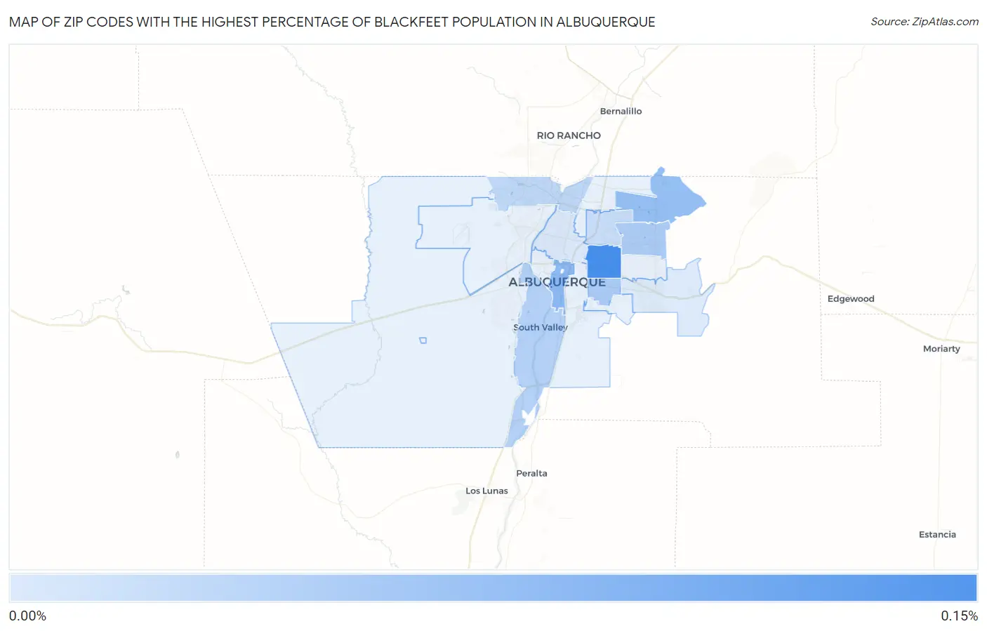 Zip Codes with the Highest Percentage of Blackfeet Population in Albuquerque Map