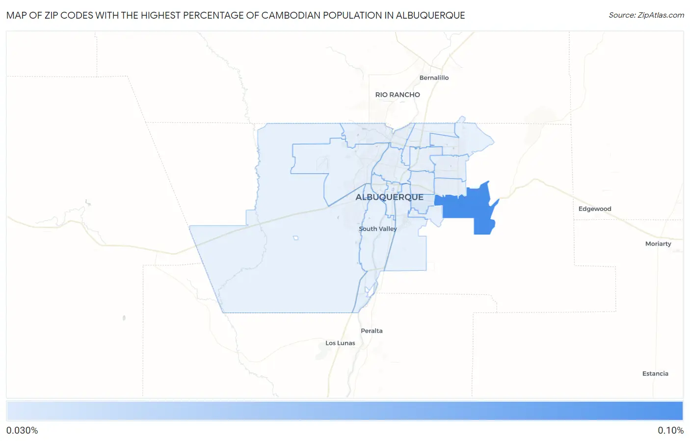Zip Codes with the Highest Percentage of Cambodian Population in Albuquerque Map