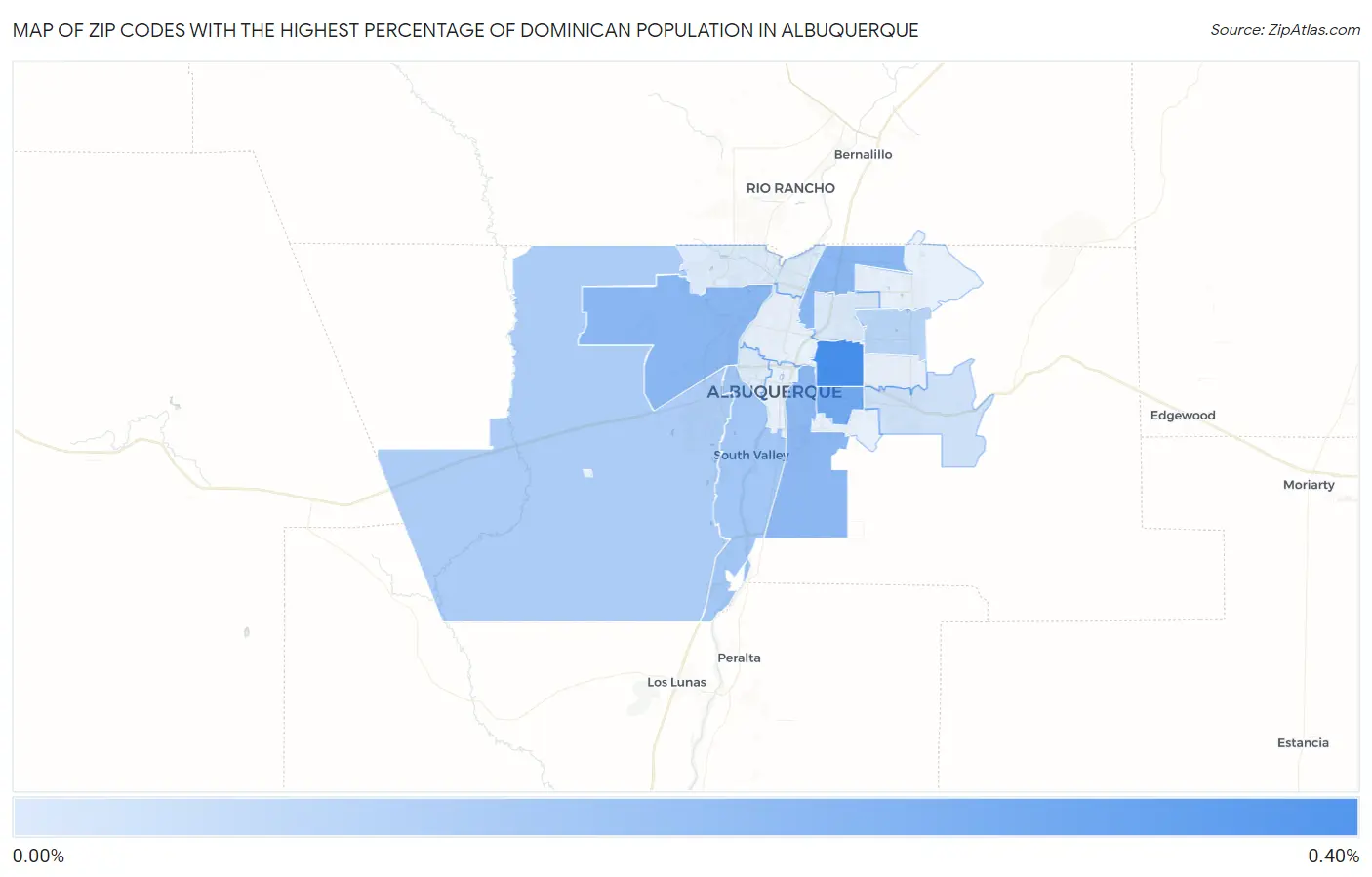 Zip Codes with the Highest Percentage of Dominican Population in Albuquerque Map