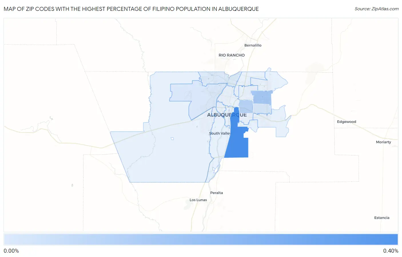 Zip Codes with the Highest Percentage of Filipino Population in Albuquerque Map