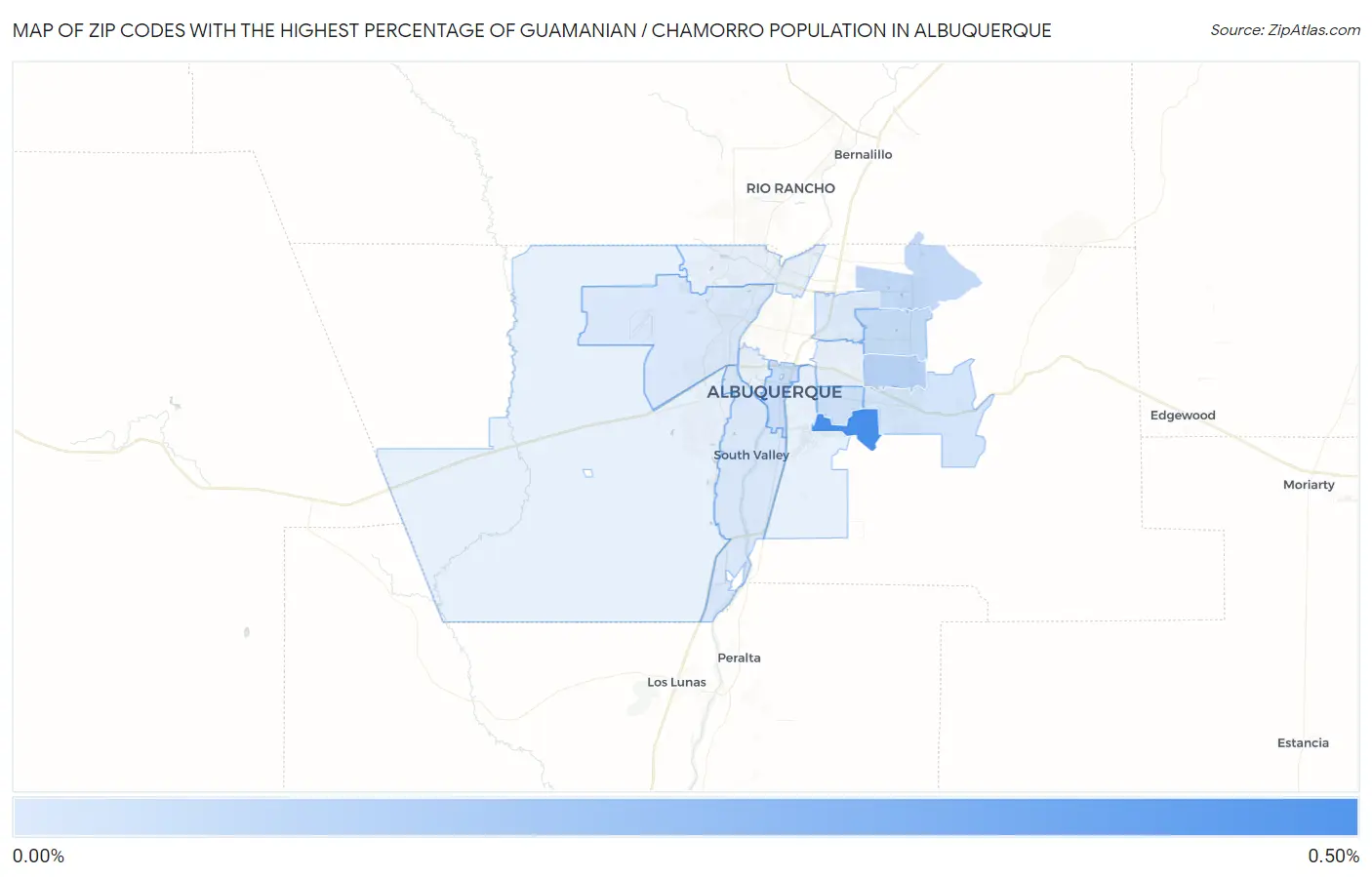 Zip Codes with the Highest Percentage of Guamanian / Chamorro Population in Albuquerque Map