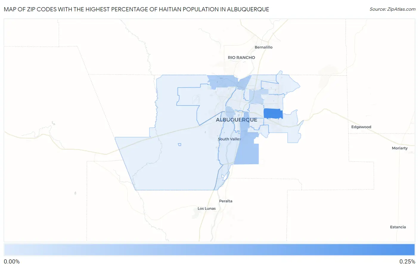 Zip Codes with the Highest Percentage of Haitian Population in Albuquerque Map
