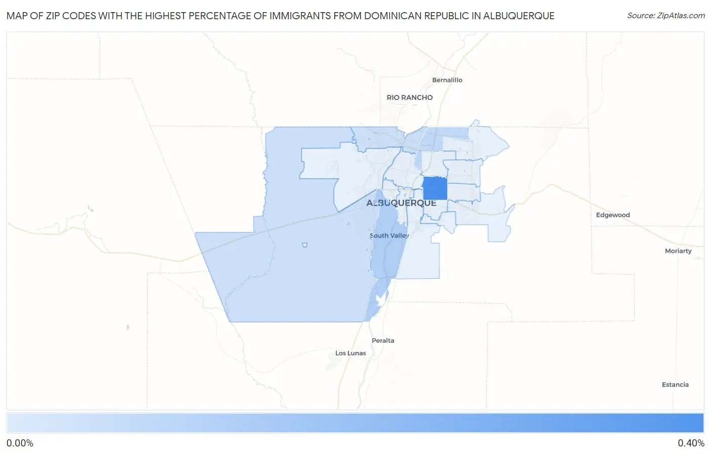 Zip Codes with the Highest Percentage of Immigrants from Dominican Republic in Albuquerque Map
