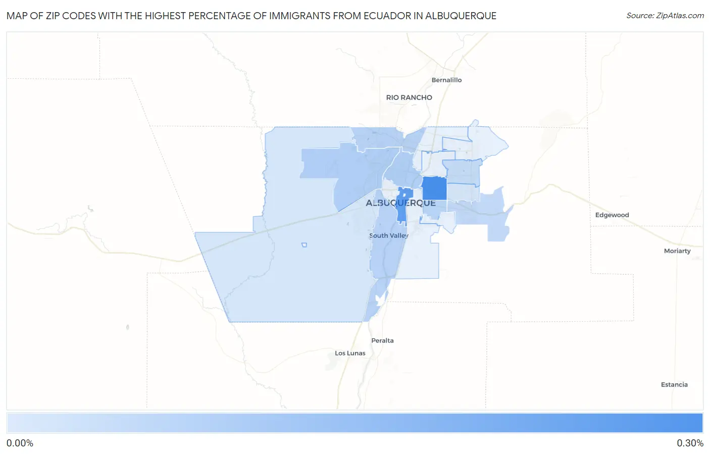Zip Codes with the Highest Percentage of Immigrants from Ecuador in Albuquerque Map