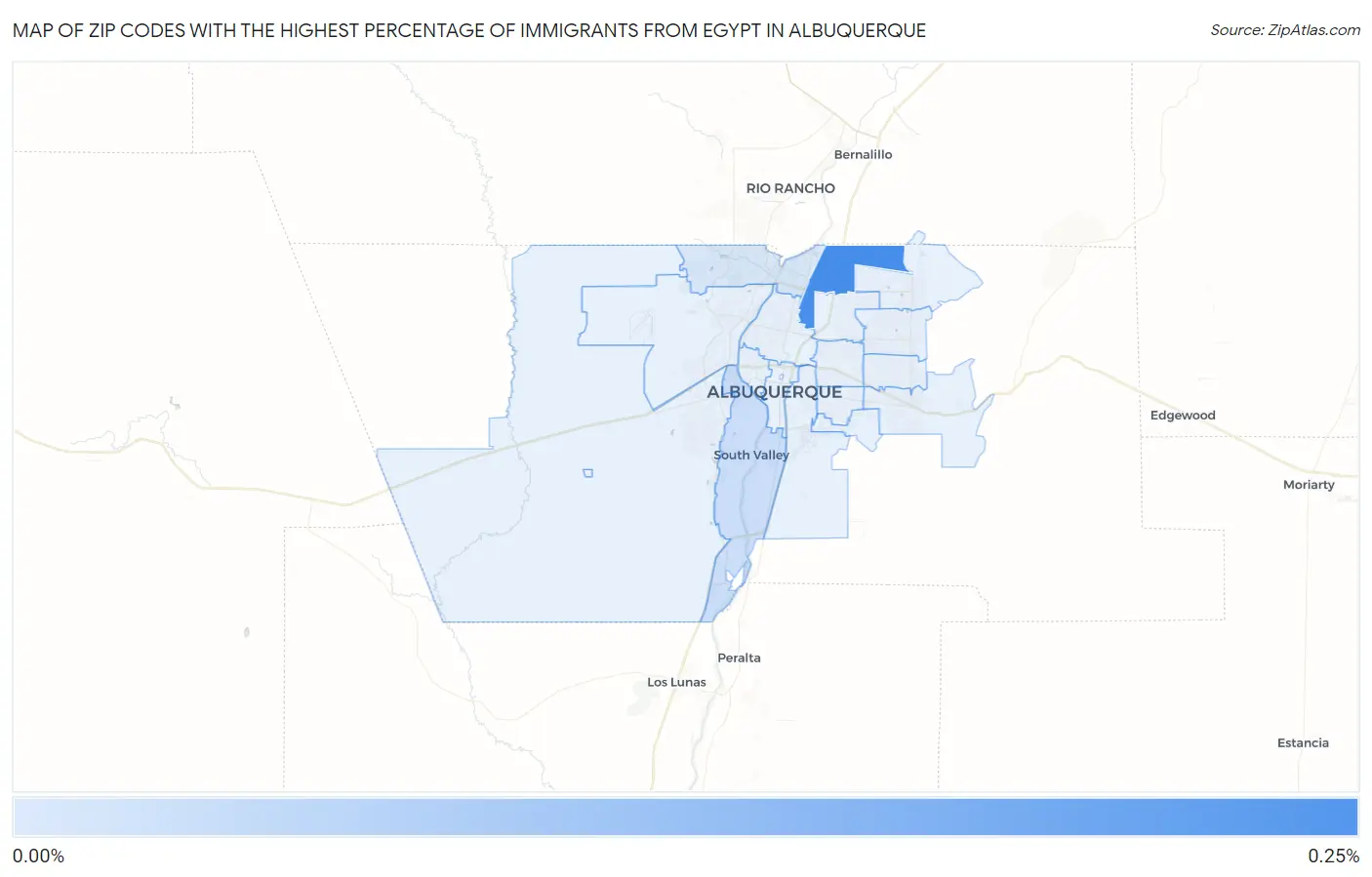 Zip Codes with the Highest Percentage of Immigrants from Egypt in Albuquerque Map
